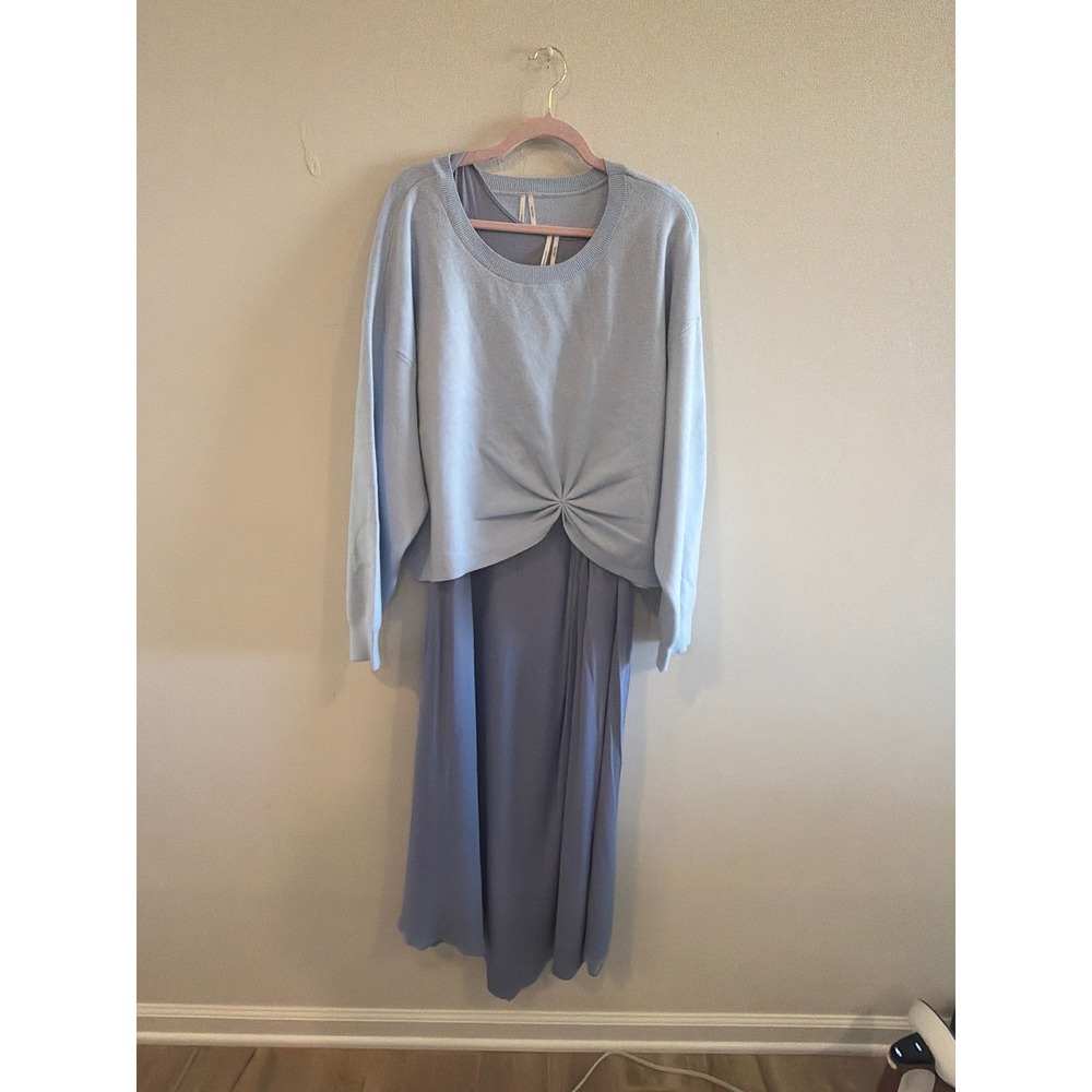 Anthropologie Sky Blue Twist Front Sweater and Midi Dress Set 3X Plus NWT
